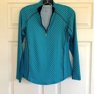 NWOT San Soleil like IBkul womens long sleeve top with mesh arms XS. UPF 50